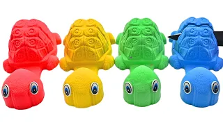 Satisfying Video | DIY How To Make Kinetic Sand Rainbow Turtle Cutting ASMR