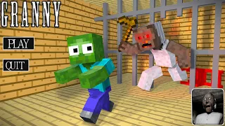 MONSTER MOBS GRANNY ESCAPE PART 2 CHALLENGE MINECRAFT ANIMATION