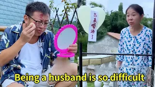 My husband went through three obstacles just to be able to go out!#funnyvideo #funnyvideos
