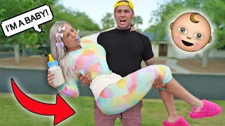 My Wife Becomes a "BABY" For 24 Hours! *HILARIOUS*