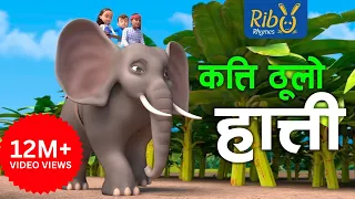 Hera Hera Sathi Kati Thulo Hathi I हेर हेर साथी | Elephant Song | Ribu Rhymes I Nepali Kids' Song