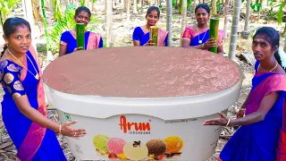 BIG APPLE ICECREAM | Bamboo Inside Apple Icecream | Homemade ice cream making | Village Style