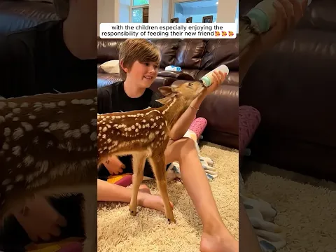 Young lady rescued a fawn and then adopted it #shorts