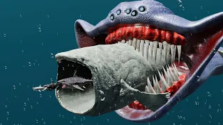 Fish Eat Fish - 3D Sea Monsters Size Comparison | Goldfish Vs The Bloop Vs El Gran Maja