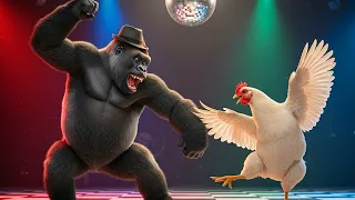 Gorilla vs Chicken Dance Battle │ Funny Animal Dance
