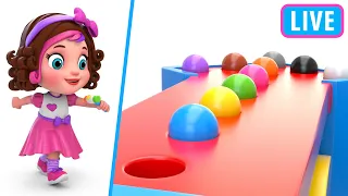 Pinky and Panda Learning Colors with Wooden Hammer Xylophone Toys Live Stream