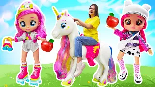 Игры в куклы и одевалки. Лучшие подружки БФФ встретили единорога! Видео про игрушки для детей