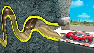 BeamNG | Driving through TWISTED TUNNELS