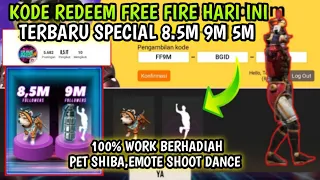 KODE REDEEM FREE FIRE HARI INI! BONGKAR KODE REDEEM FF TERBARU SPECIAL 8,5M 9M 5M WORK BERHASIL