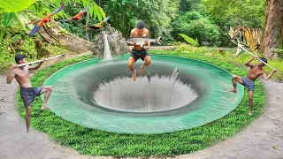 Build Underground Temple and Water Slide To Tunnel Underground Swimming Pools For hiding