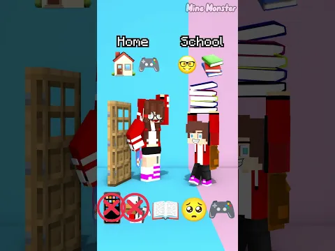JJ Sister & JJ Home vs School 😡😭 - MAIZEN Minecraft Animation #shorts
