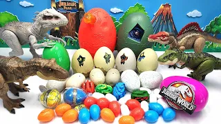30 Dinosaur Egg With 4 Jurassic World Dino! T-Rex, Spinosaurus, Indominus 공룡 알 깨기