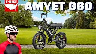 AMYET G60 Electric Bike - 48V, 20Ah Removable Battery, 32mph, Shimano 7 Speed, Dual Shock Absorber