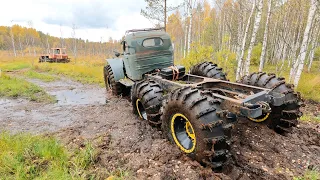 ЗИЛ-157 на колесах от ракетовоза и ДТ75 Болотник. Два дня в болоте!
