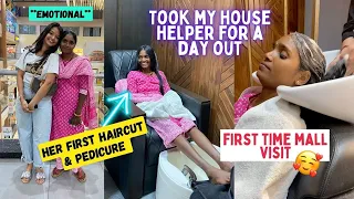 Took my *HOUSE HELPER* ❤️ for a pampering session 🥺😍| Her first haircut, mall visit