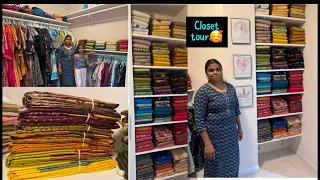 அமெரிக்காவில் என்னுடைய closet Tour❤️saree folding& organizing idea😜how I organize 🔥Indian wadrobe#