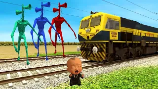 Siren head & Crying baby vs train | Stops the train | Siren head short film | Train simulator funny
