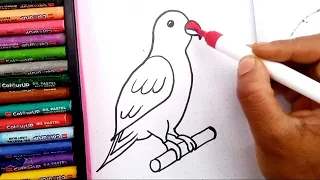 How to draw and color parrot ll step by step tutorial for kids ll easy parrot drawing