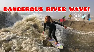 DANGEROUS RIVER WAVE RIDDEN BY PROFESSIONALS! 😳 @SkidKids , @chadstickney & @H20365