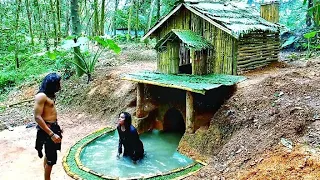 Primitive bamboo hut🏠 with swimming pool🌊in modern times 😎