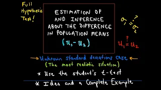 Hypothesis Test: Difference in Population Means, Standard Deviations Unknown