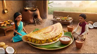 Miniature Doll Cooks Masala Dosa | Indian Village Tiny Kitchen ASMR