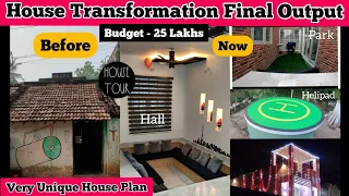 Our House Transformation Final Output | House Tour - duplex, unique hall , Theatre, Park, helipad,