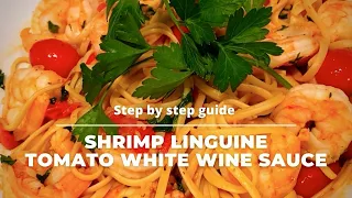 SHRIMP LINGUINE - tomato white wine sauce