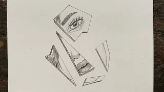 Easy Girl Face into broken Mirror | Best drawing of Girl Face in broken Mirrors