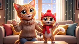 A Cozy Winter Night: A Mama Cat and Her Cute Kitten 🐱❄️