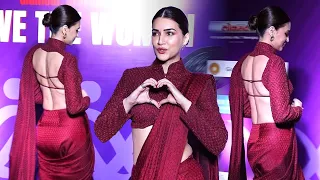 Kriti Sanon Dazzles in Backless Maroon Saree at an Event