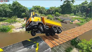 Big Trucks vs SWİNGİNG LOG BRİDGE / BeamNG Drive
