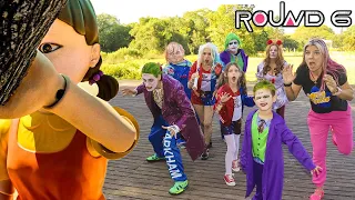 BATATINHA FRITA 1,2,3 COM A FILHA DA ARLEQUINA ( ROUND 6 SQUID GAME ) NA VIDA REAL