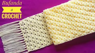 Cómo Tejer Bufanda/Chalina a Crochet(Tutorial)Aplicación de Puntos Abanicos.