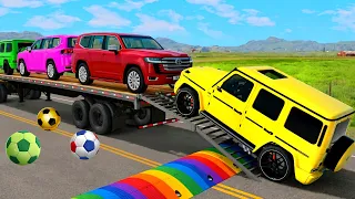 Flatbed Truck Mcqueen | Transportation with Truck - Pothole vs Car # - BeamNG.Drive#