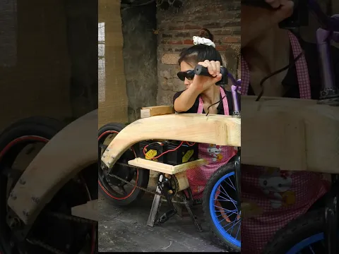 Girl Made E-bike From Scraps of Wood homemade #woodworking