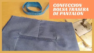 Confección de bolsa trasera pantalón formal