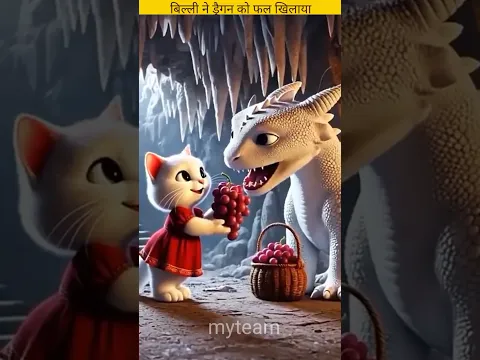 बिल्ली ने  ड्रैगन को फल खिलाया!#Catsoftiktok #catlover #cat #cute #FunnyCats #catcartoon #fyp#shorts