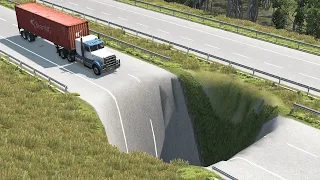 Cars vs Giant Pit - BeamNG Drive