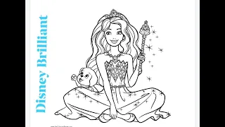 Rainbow Barbie and Puppy Friend Relaxing and Creative Coloring l Disney Brilliant