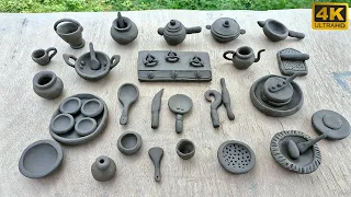 Mitti se kitchen set banana sikhe बिलकुल आसन तारिका/how to make miniature kitchen set video mitti 