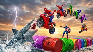 Spider-Man Rescue crash the bike sarck  batman vs iron man vs venom funny Game GTA 5 superhero