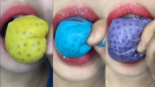 asmr SWEET RAINBOW WATER MILK🌈DRINK with CHIASEED eating sounds