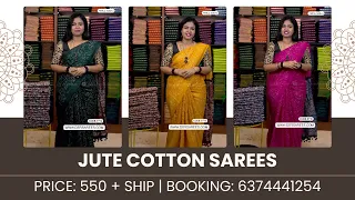Jute cotton sarees @550+$ | www.dsrsarees.com