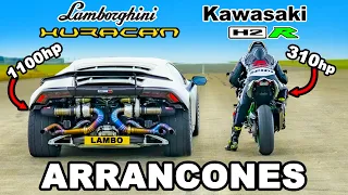 Lamborghini Huracán Turbo vs Kawasaki H2R: ARRANCONES