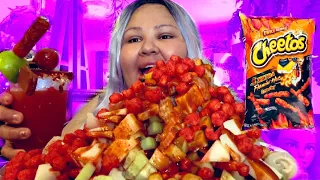 XXTRA Hot Cheetos Locos tower with Spicy Lollipop Drink Cocktail MUKBANG