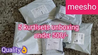 Meesho unboxing just launched summer collection cotton 5 kurti sets👌#must try@meemeenuvlogs8214