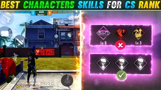 Best Characters Skill Combination In Free Fire For Clash Squad | Best Characters For CS Rank