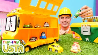 Robocar Poli Tam Tam Usta ile okul otobüsünü tamir ediyorlar. Erkek çocuğu için tamircilik oyunu