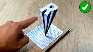 Dibujo 3D Fácil 🔥 Cómo Crear la LETRA R con Efecto de Profundidad